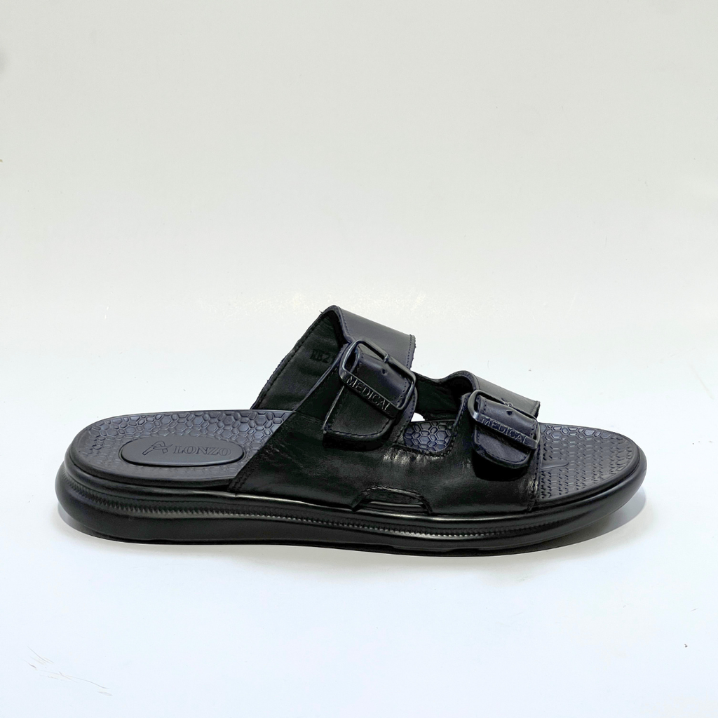Léger – Sandales Hommes Médical 100% Cuir NOIR REF 211