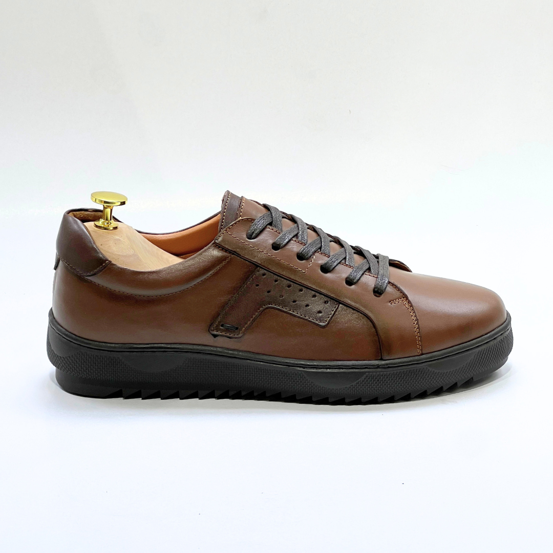 Baskets Basses De Lux En Cuir 100% Medical tabac REF 079
