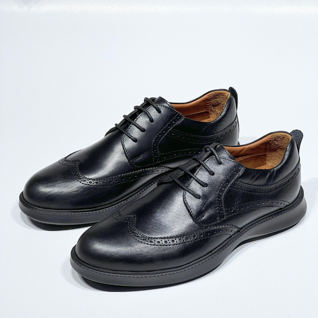 Chaussure BROGUE En Cuir 100% Médical NOIR REF 022