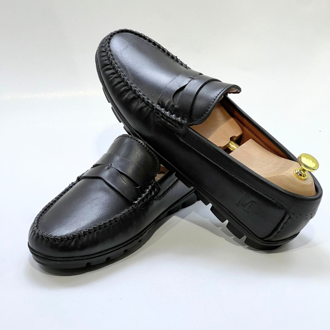 COLLEGE – Mocassins hommes 100% CUIR - NOIR- REF 2001