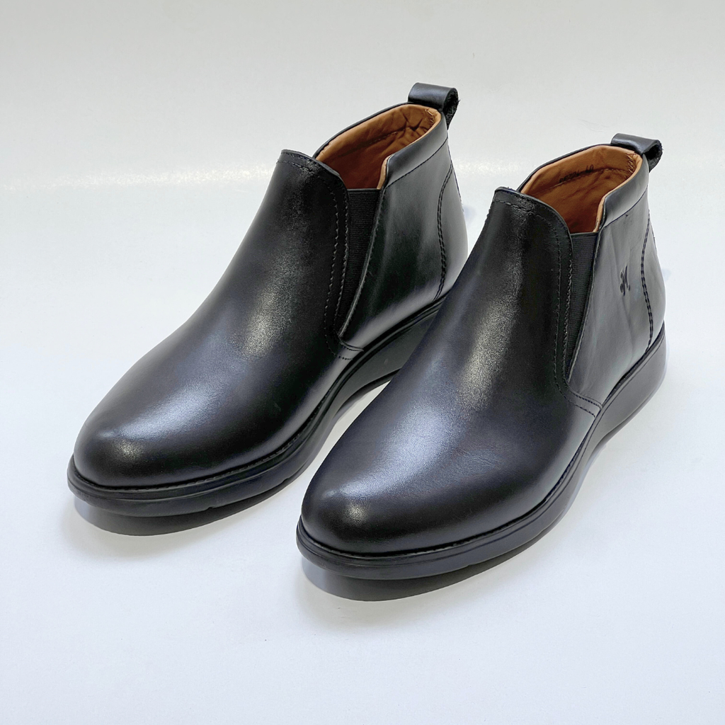 Bottines Pour Homme confortables en Cuir 100% NOIR REF 724